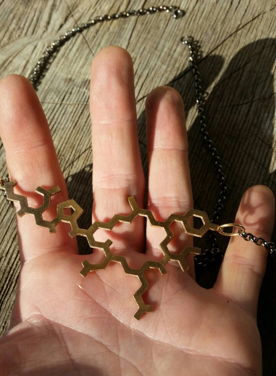 Oxytocin Molecule Structure Necklace in Bronze - Contemporary Love Pendant